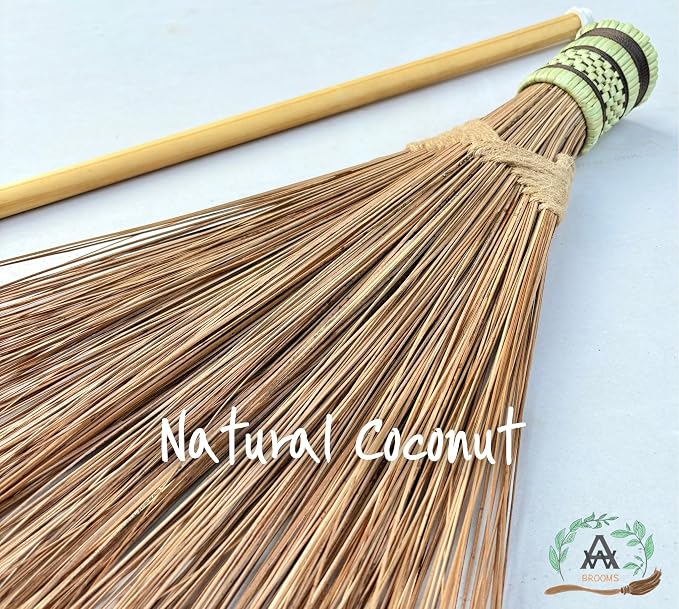 Garden Broom - Coconut Broom 55 Inch, Heavy Duty Sweeping Patio, House, Garage and Other Outdoor Spaces, Natural Coconut Leaf