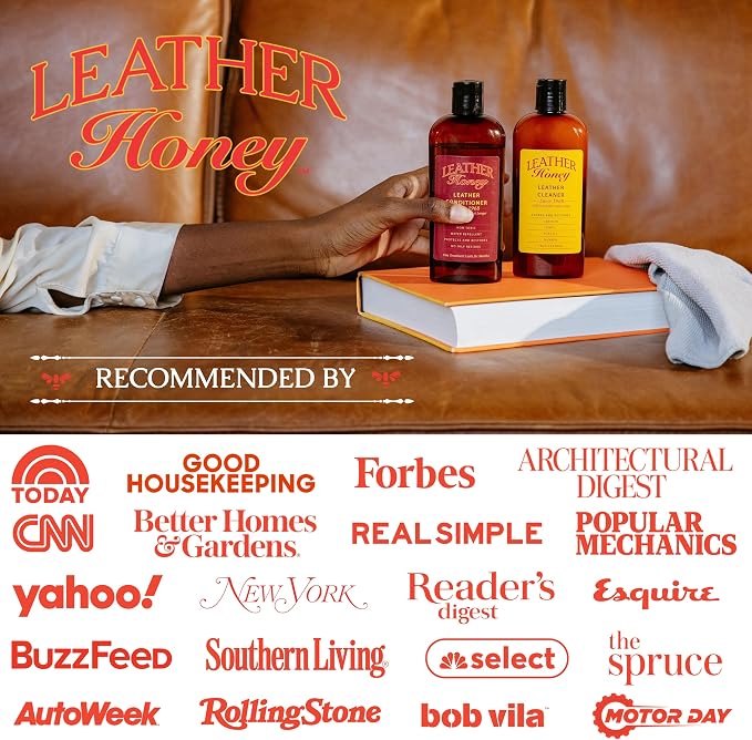 Leather Honey Complete Leather Care Kit Including 8 oz Cleaner, 16 oz Conditioner and Applicator Cloth for use on Leather Apparel, Furniture, Auto Interiors, Shoes, Bags and Accessories
