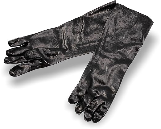 San Jamar Dish Washing/Utility Gloves Plastic Pot/Sink Gloves, Heat Protection, Waterproof With 18 Inch Coverage For Commercial Kitchen, Black