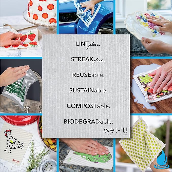 University of Florida- 3 Pack Swedish Dishcloths- Reusable Kitchen Towels for Dishwashing and Home Cleaning- Eco-Friendly Alternative to Paper Towels and Wipes- Machine Washable and Dryer Safe