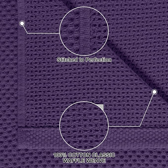 Homaxy 100% Cotton Kitchen Towels and Dishcloths Set, 12 x 12 Inches and 13 x 28 Inches, Set of 10 Bulk Kitchen Towels Set, Ultra Soft Absorbent Dish Cloths for Washing Dishes, Eggplant