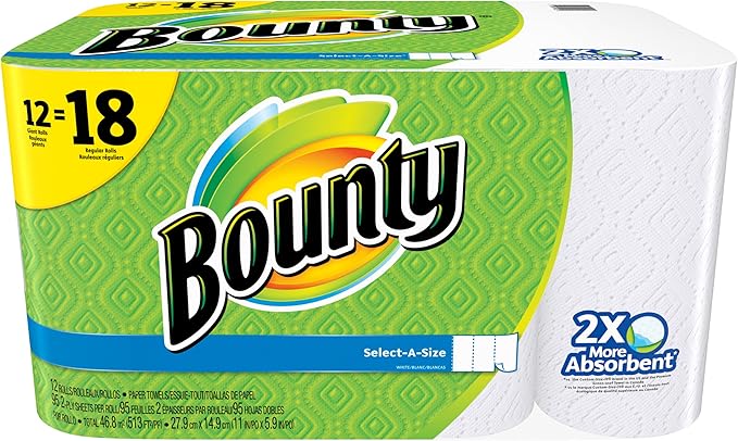 Bounty Select-a-Size Paper Towels, White, 12 Count