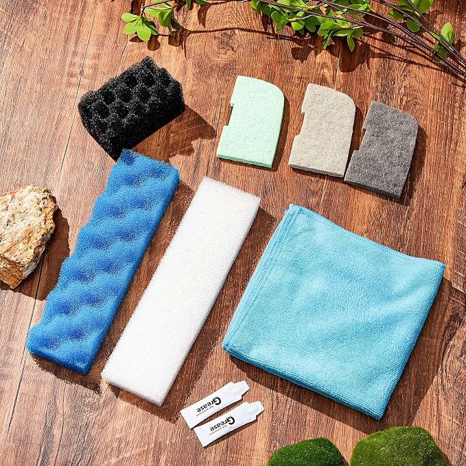 Threlaco 52 Pcs Replacement Filter Media Kit Compatible with Fluval 406/407 Aquarium Filters Include 12 Biological Foams Ammonia Remover Phosphate Pads Nitrite Remover, Towel and Grease