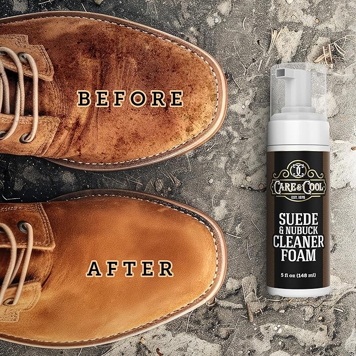 Care & Cool Suede and Nubuck Cleaner Foam Kit (5 oz) - Revitalizes and Refreshes Shoes, Boots, Clothes, and Furniture
