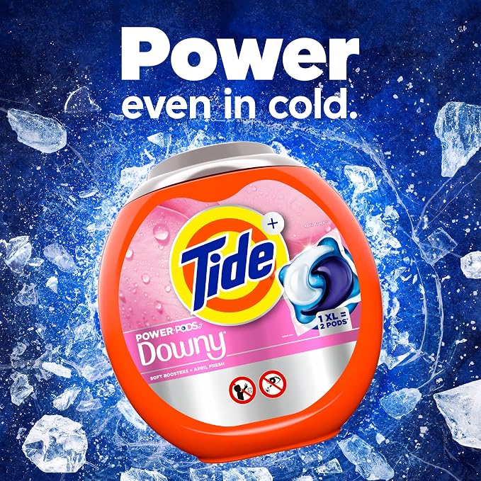 Tide Power PODs + Downy Laundry Detergent Pods, 63 Count, Soft Boosters + April Fresh (Pack of 4)