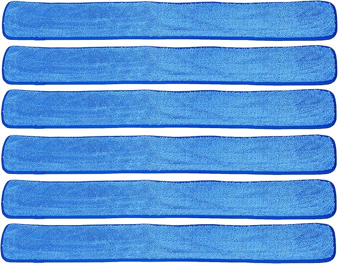 Real Clean 48 inch Microfiber Wet Mop Refill Pads for Flat Microfiber Mop Frames (Pack of 6)