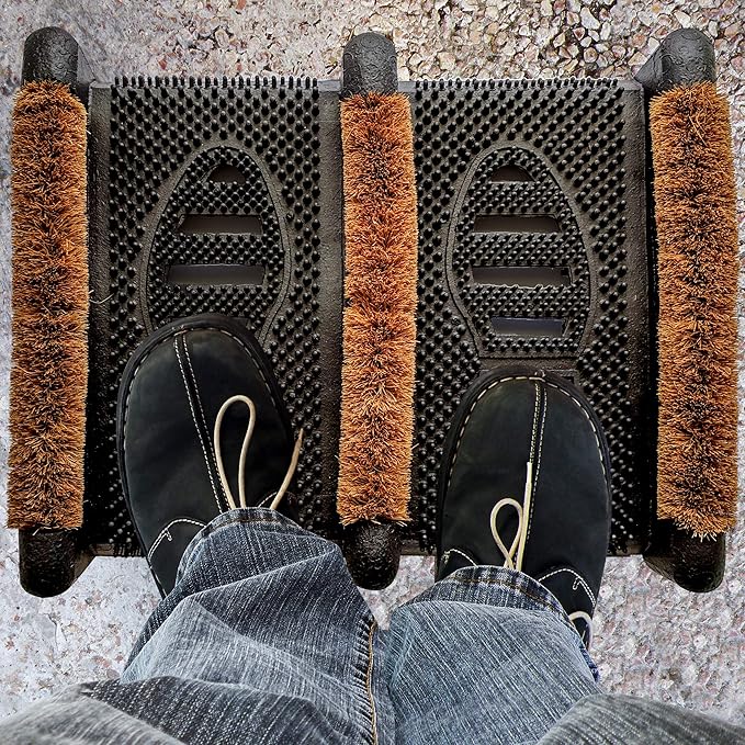 NINAMAR Mud Scrubber Rubber Brush Mat - Scrub & Scrape Muddy Shoes - 1 Pack