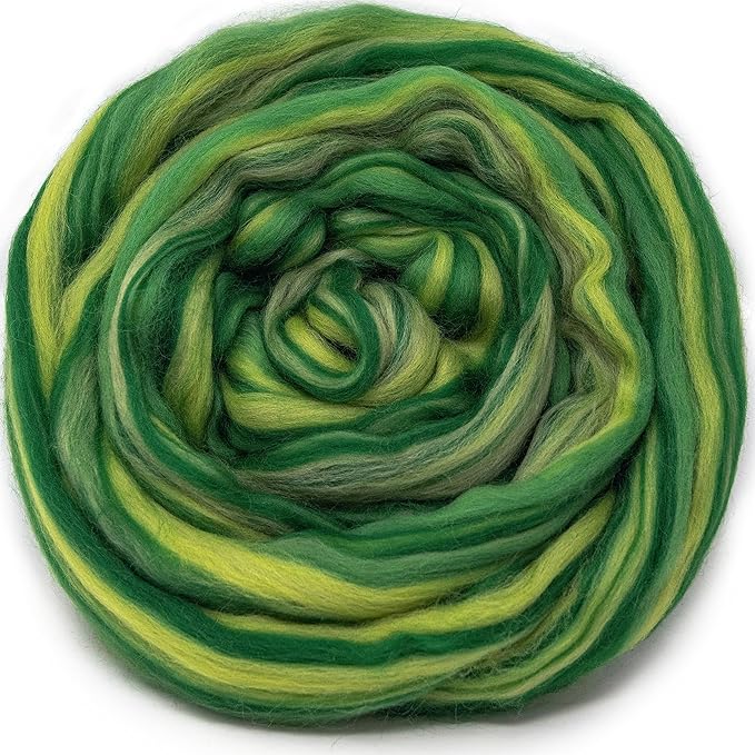 Festival Merino Wool Fiber. Colorful Combed top roving for Hand Spinning, Needle Felting, Wet Felting, soap Making and Dryer Balls.Luck of the Irish