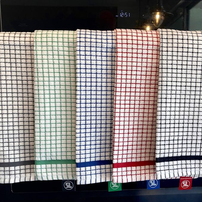 poli-dri New Samuel Lamont Authentic Kitchen Tea Towels (Red, 3 Pack)