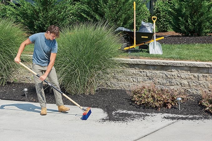 Harper 24 Inch Push Broom with Stiff Bristles, Premium Heavy Duty Outdoor Wet/Dry Rough-Surface, for Mulch, Gravel, Oil Dry, Dirt, Soil, with Long Wooden Handle
