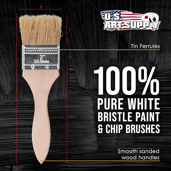 U.S. Art Supply 48 Pack of 2 inch Paint and Chip Paint Brushes for Paint, Stains, Varnishes, Glues, and Gesso