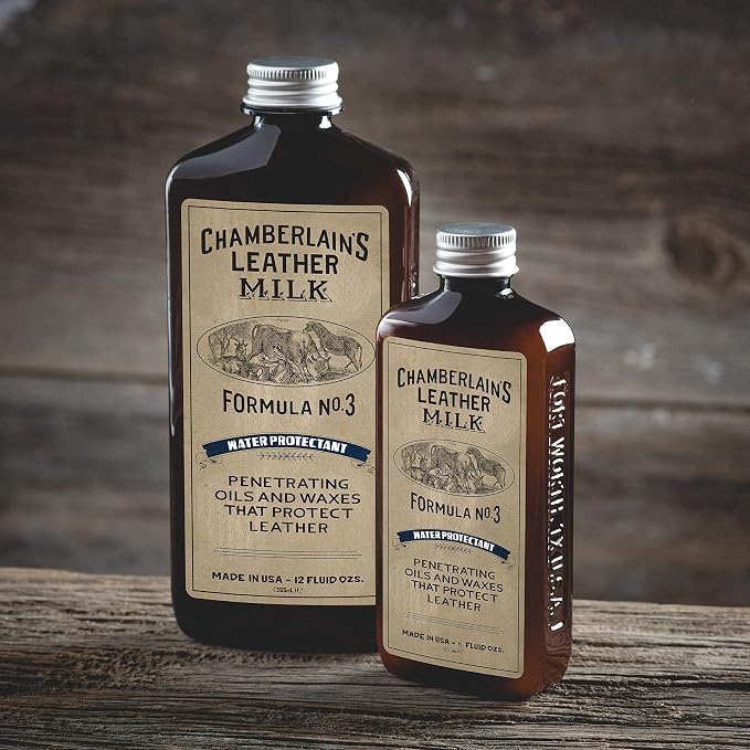 Leather Milk Leather Water Repellent and Protector - Water Protectant No. 3 - All Natural, Non-Toxic Water Proofer and Liquid Sealant. Made in the USA. 2 Sizes. Includes Premium Applicator Pad!
