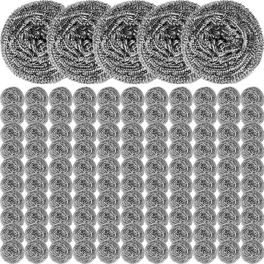 Reallnaive 60 Pcs Stainless Steel Wool Scrubber Bulk Steel Wool Sponges Pack Metal Dishwashing Wire Scouring Pads Heavy Duty Clean Dish Pot Pan and Oven for Cleaning Kitchen Bathrooms and More