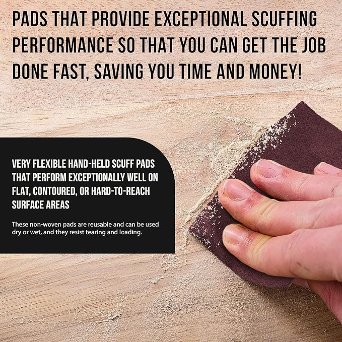 Dura-Gold Premium 6" x 9" Maroon General Purpose Scuff Pads, Box of 10 & 6" x 9" Grey General Purpose Scuff Pads, Box of 10