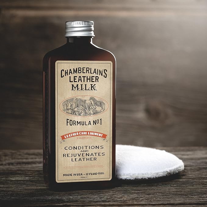Leather Milk Conditioner and Cleaner for Furniture, Cars, Purses and Handbags. All-Natural, Non-Toxic Conditioner Made in the USA. Leather Care Liniment No. 1. 2 Sizes. Includes Premium Applicator Pad