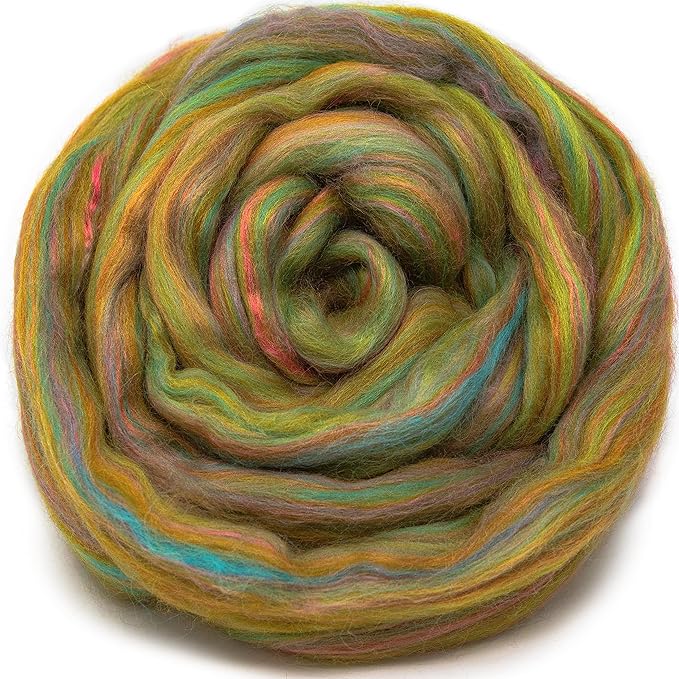 Living Dreams Yarn Merino and Rayon Derived from Bamboo Fiber Blend. Super Soft Combed Top Roving for Hand Spinning, Needle Felting, Wet Felting, soap Making and Dryer Balls. Lily Pond