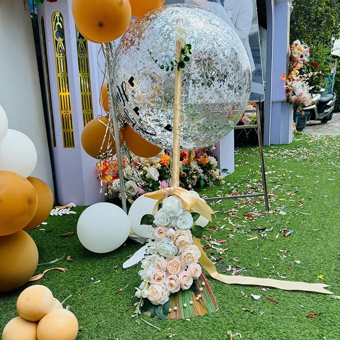 Wedding Brooms Bride Bridegroom, Jumping The Broom for Wedding, Natural Whisk Broom with Ribbons, Artificial Pearl, Leaves,Roses for Decorative Wedding