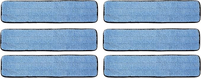 Real Clean 18 inch Microfiber Wet/Dust Mop Refill Pads for Flat Microfiber Mop Frames (Pack of 6)