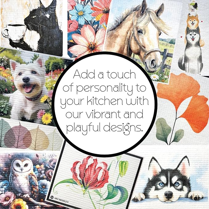 Swedish Dishcloths - 12 Pack | Made in Germany | Ultra-Absorbent, Reusable Cellulose Sponge Cloths for Kitchen | No-Odor, Eco-Friendly Cleaning Wipes | Water-Based Ink | Chicken