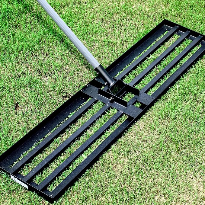 Walensee Large Lawn Leveling Rake, 45"x10" Heavy Duty Lawn Leveler Tool with 7FT Steel Handle, Levelawn Landscape Rake for Topdressing, Soil, Sand, Dirt, Large Yard, Garden, Golf Course