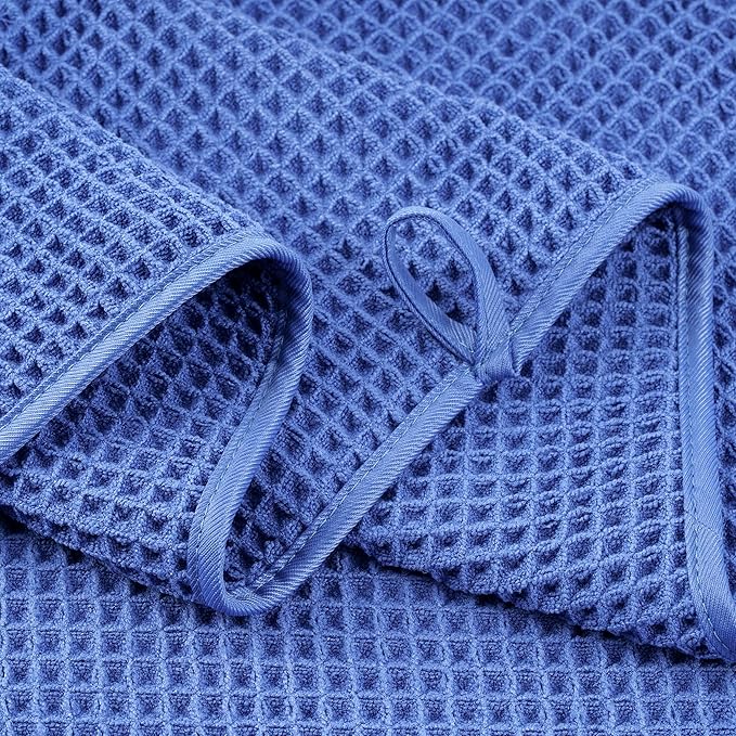 POLYTE 430 GSM Microfiber Quick Dry Lint Free Bath Sheet, 70 x 35 in, Set of 2 (Waffle Weave)