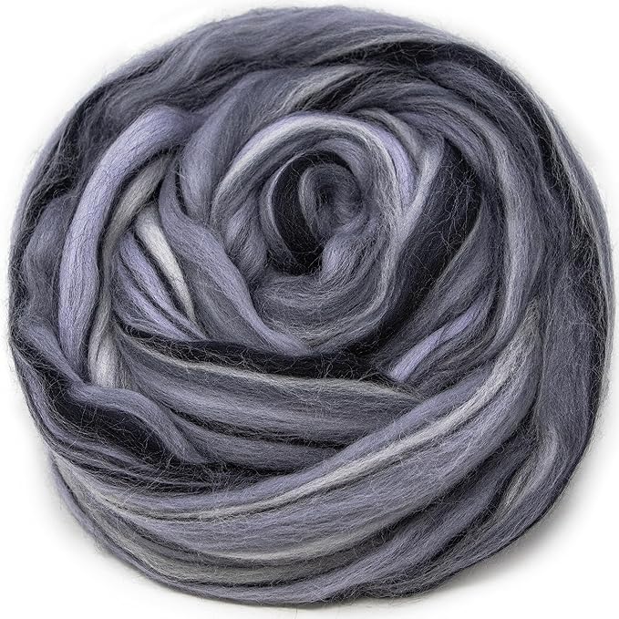 Festival Merino Wool Fiber. Colorful Combed top roving for Hand Spinning, Needle Felting, Wet Felting, soap Making and Dryer Balls. Shades of Gray