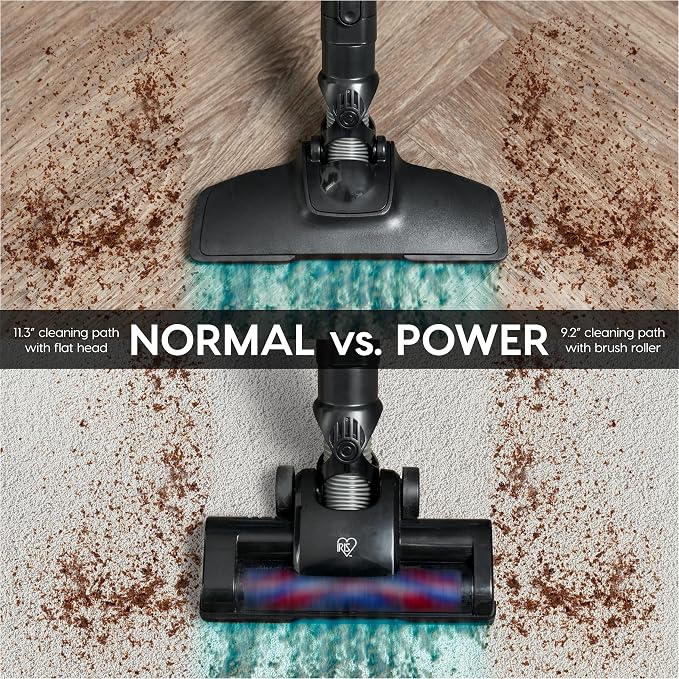 IRIS USA Cordless Cyclone Vacuum Cleaner w/Motorized Brush Head, Stand Base & 4 Attachments, 60K RPM Suction Stick, Rechargeable Battery, 35-Min Runtime, for Hard Floors, Rugs, Carpets, Home & Office