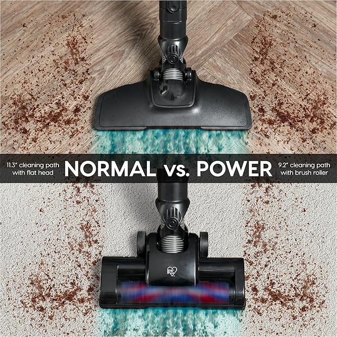 IRIS USA Cordless Stick Vacuum for Low-Profile Rugs and Hard Floors, 4-in-1 Attachments, 9000Pa Suction LED Indicator, 55K RPM 35 Min Runtime Battery, Pet Hair Cleaner