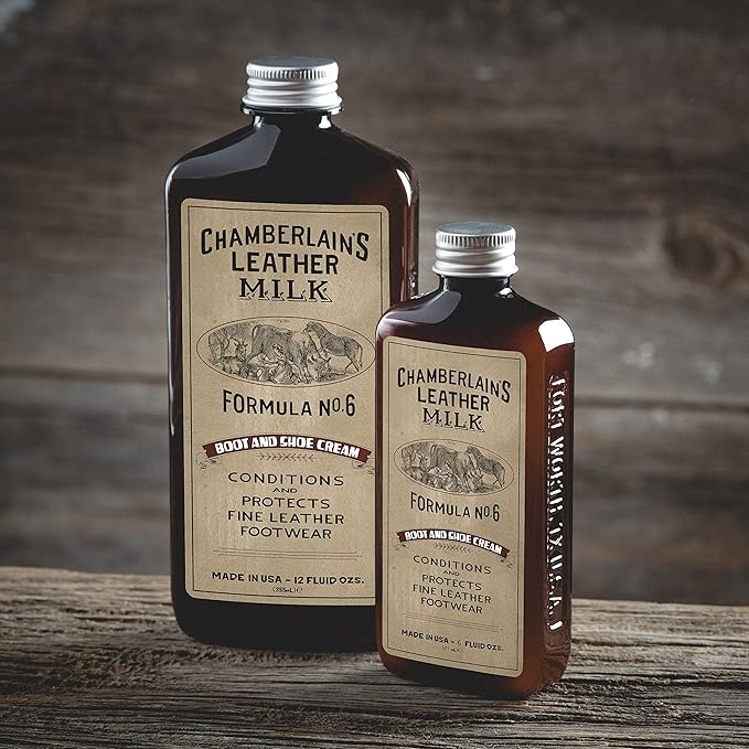 Leather Milk Leather Boot & Shoe Conditioner and Cleaner - No. 6 - All-Natural, Non-Toxic Shoe Care Cream Made in The USA. 2 Sizes. Includes Polishing Applicator Pad!