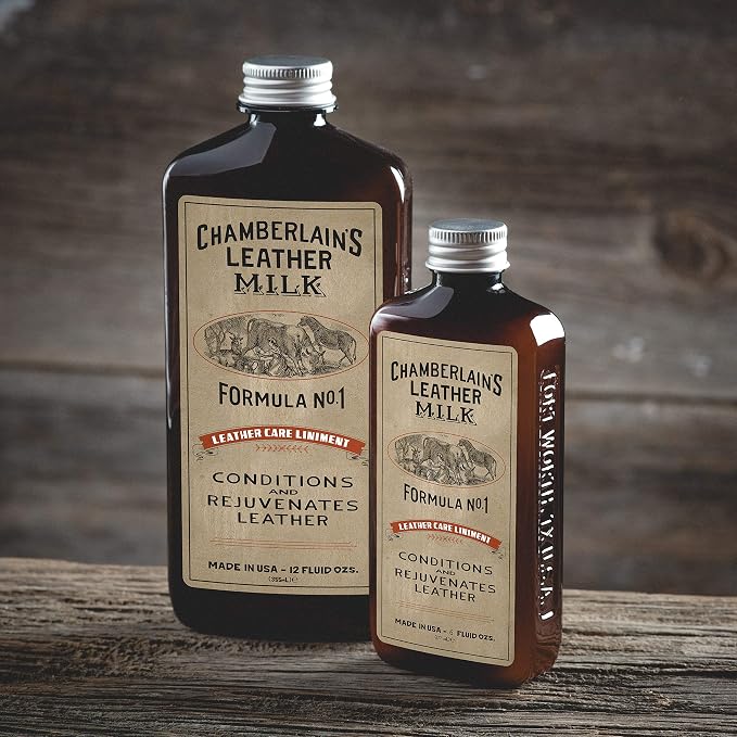 Leather Milk Conditioner and Cleaner for Furniture, Cars, Purses and Handbags. All-Natural, Non-Toxic Conditioner Made in the USA. Leather Care Liniment No. 1. 2 Sizes. Includes Premium Applicator Pad