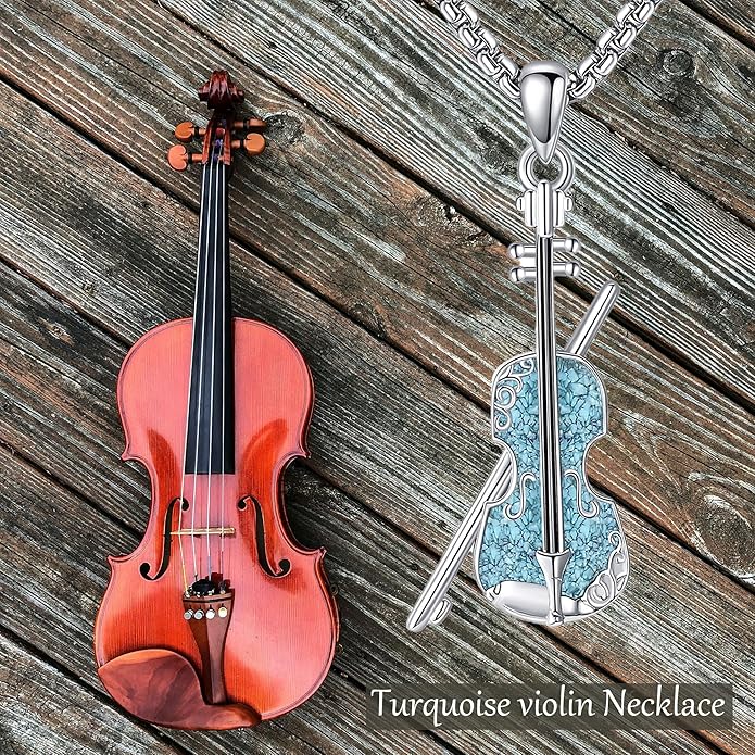 Music Necklace Sterling Silver Turquoise Music Pendant Necklace Music Lovers Jewelry Gifts for Women Girls