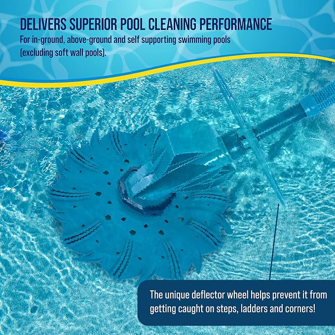 U.S. Pool Supply Octopus Suction Pool Cleaner, Inground Automatic Pool Vacuum Cleaner with Hose - Swimming Sweeper Vac Cleaning Suction-Side Cleaners - Auto Creepy Sweeps Removes Debris, Leaves Cleans
