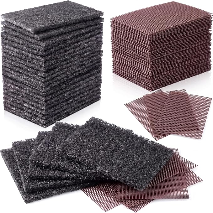 Reallnaive 50 Piece Griddle Cleaning Kit 35 Screens 15 Cleaning Pads Heavy-Duty Abrasive Mesh Pads for Flat Tops, Cast Iron, and Stainless Steel Griddle Clean Accessories Bundle