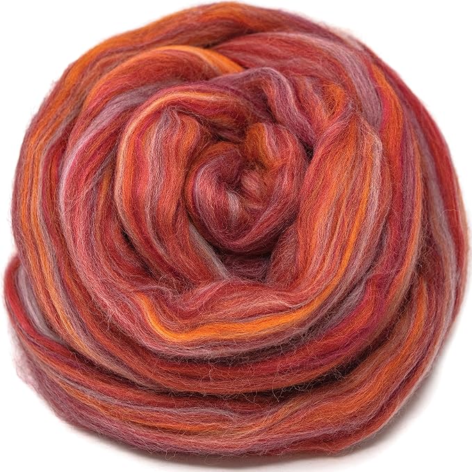 Living Dreams Yarn Merino and Rayon Derived from Bamboo Fiber Blend. Super Soft Combed Top Roving for Hand Spinning, Needle Felting, Wet Felting, soap Making and Dryer Balls. Phoenix Rising