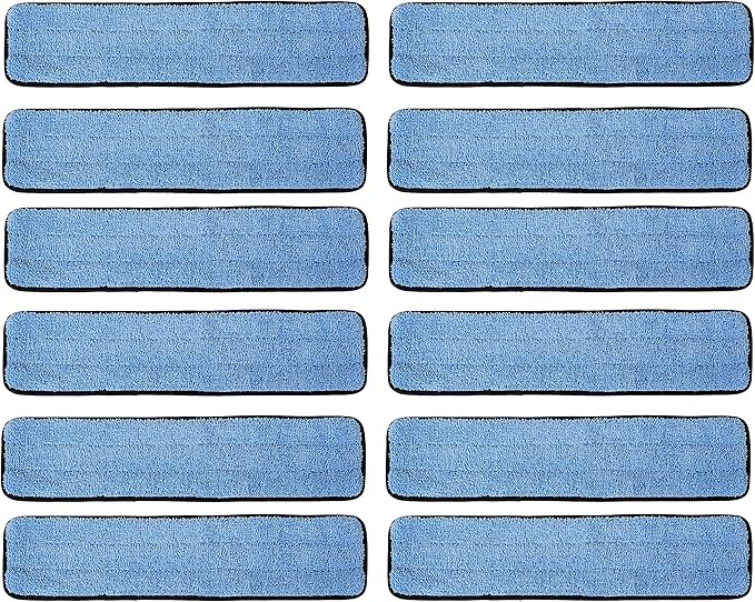 Real Clean 18 inch Microfiber Wet Mop Refill Pads for Flat Microfiber Mop Frames (Pack of 12)